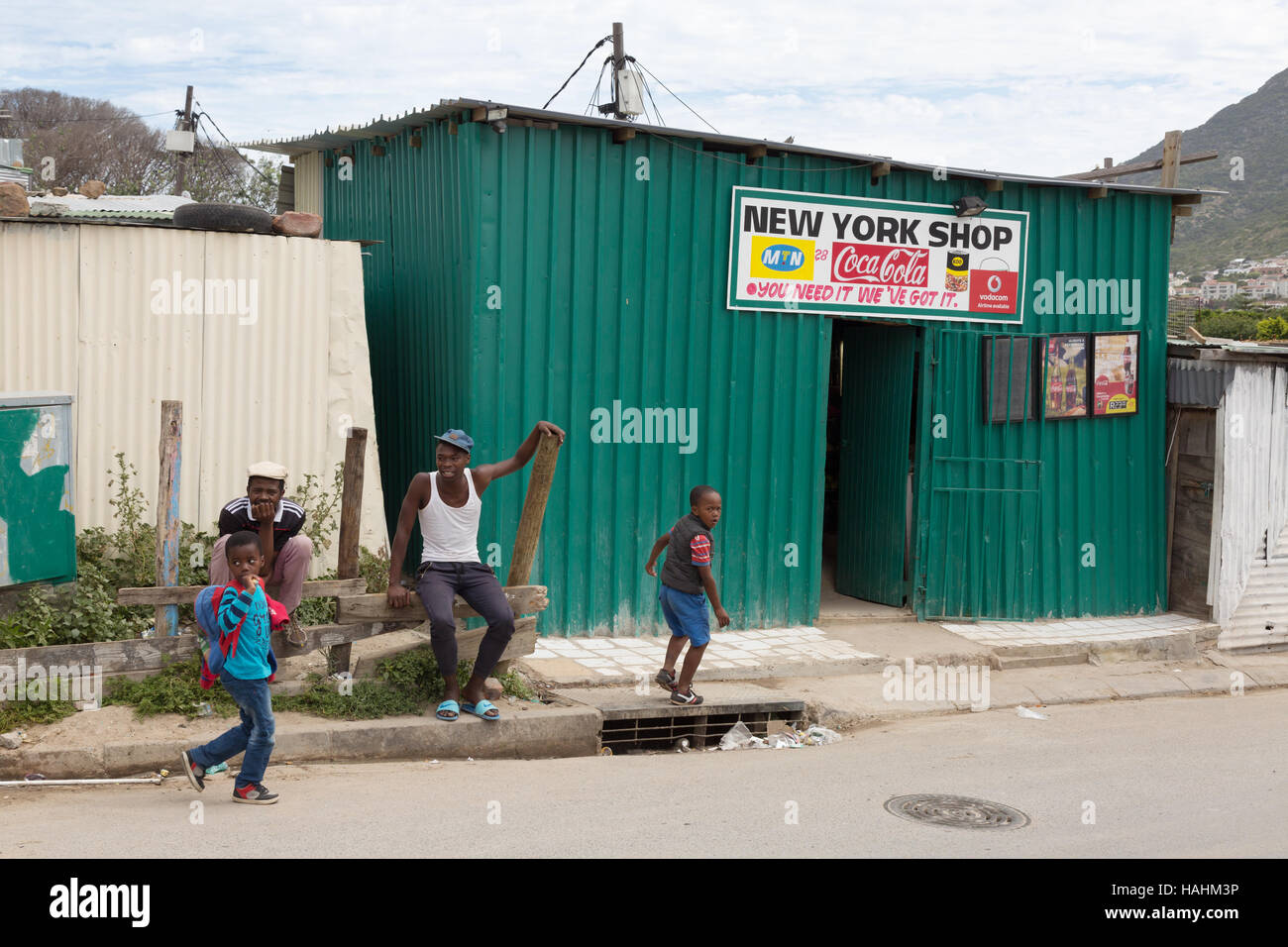 A street scene, Imizamo Yethu township, Cape Town, South Africa Stock ...