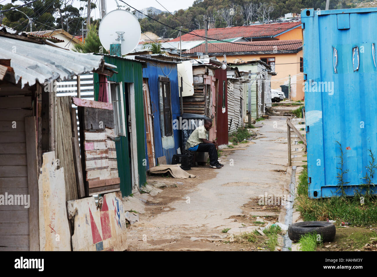 A street scene, Imizamo Yethu township, Cape Town, South Africa Stock Photo