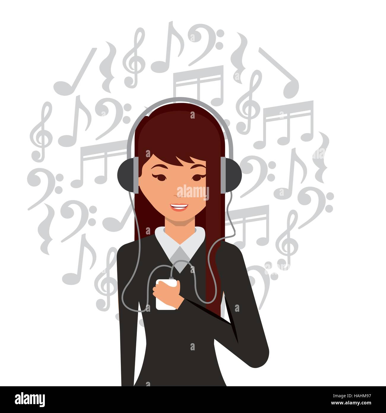 cartoon woman with headphones and wearing casual clothes over white  background. colorful design. vector illustration Stock Vector Image & Art -  Alamy