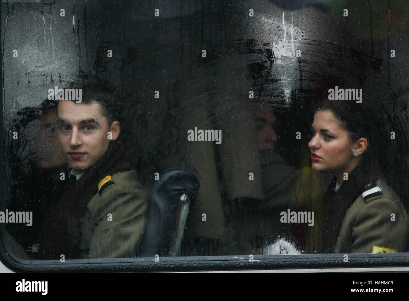 BUCHAREST, ROMANIA - DECEMBER 1, 2010: More than 3,000 soldiers and personnel from security agencies take part in the massive parades on National Day  Stock Photo