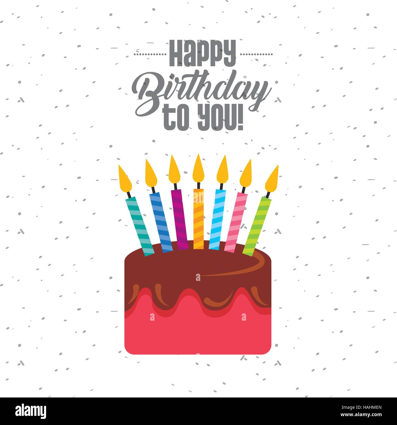 happy birthday card with cake with candles icon. colorful design ...
