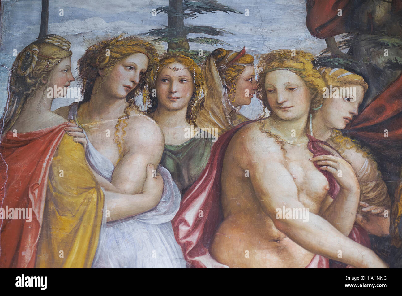 Frescoe and ornamental details of Villa Farnesina. Rome, Italy Stock Photo