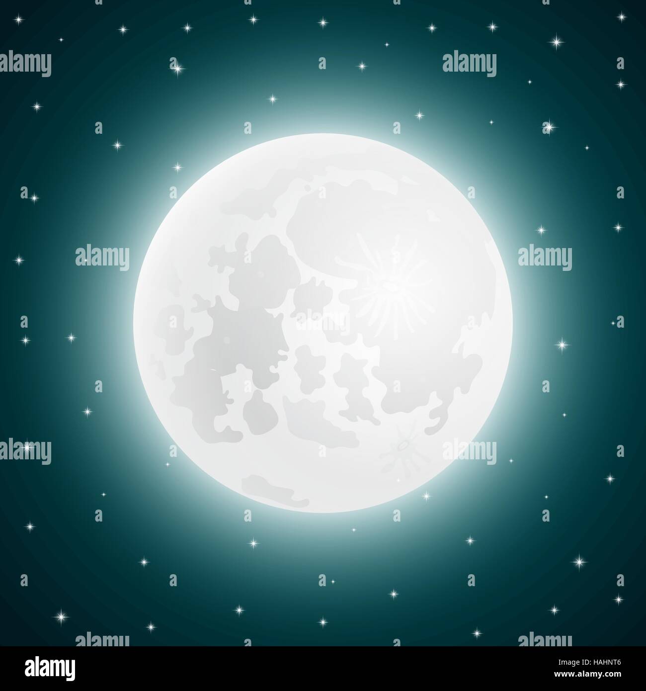 Moon with shining stars, vector sky Stock Vector