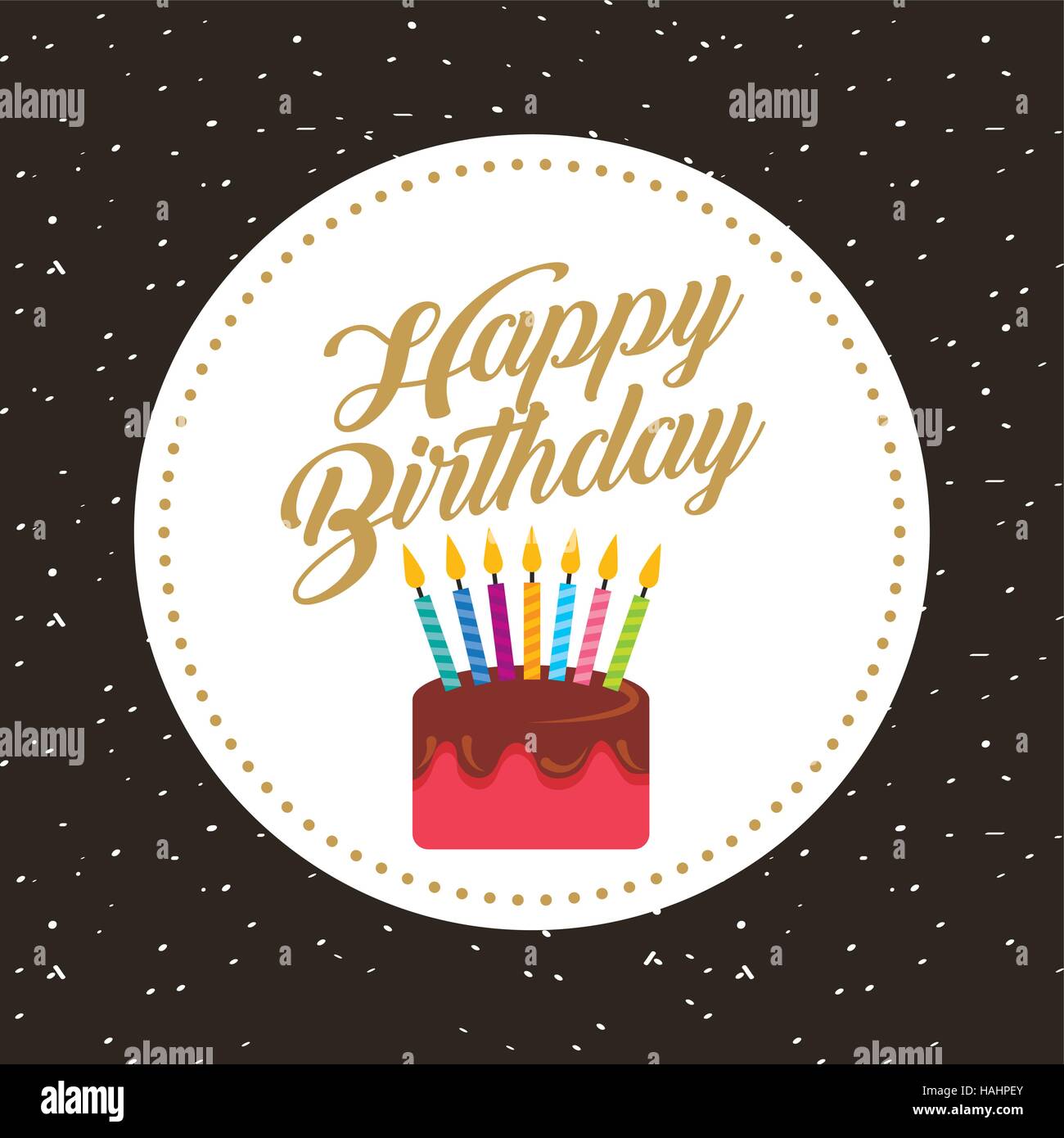 happy birthday card with cake with candles icon. colorful design ...
