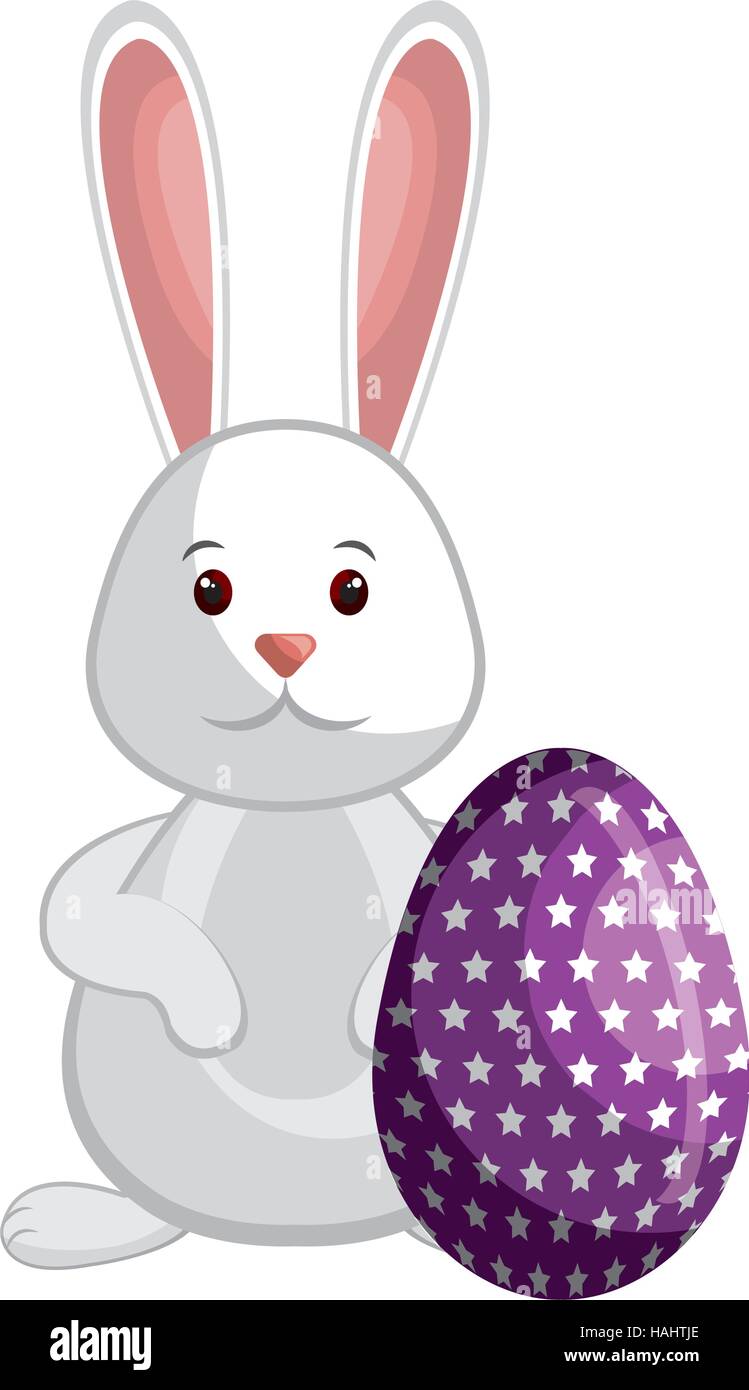 cute rabbit easter character with egg vector illustration design Stock ...