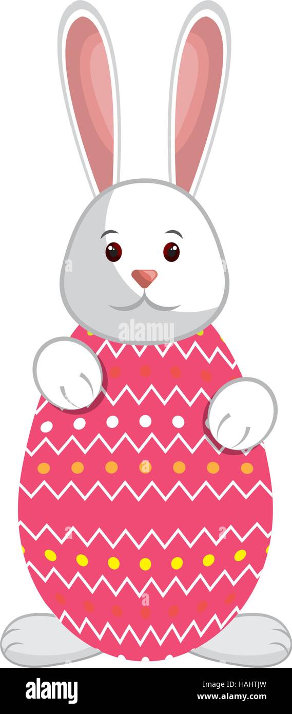 cute rabbit easter character with egg vector illustration design Stock ...