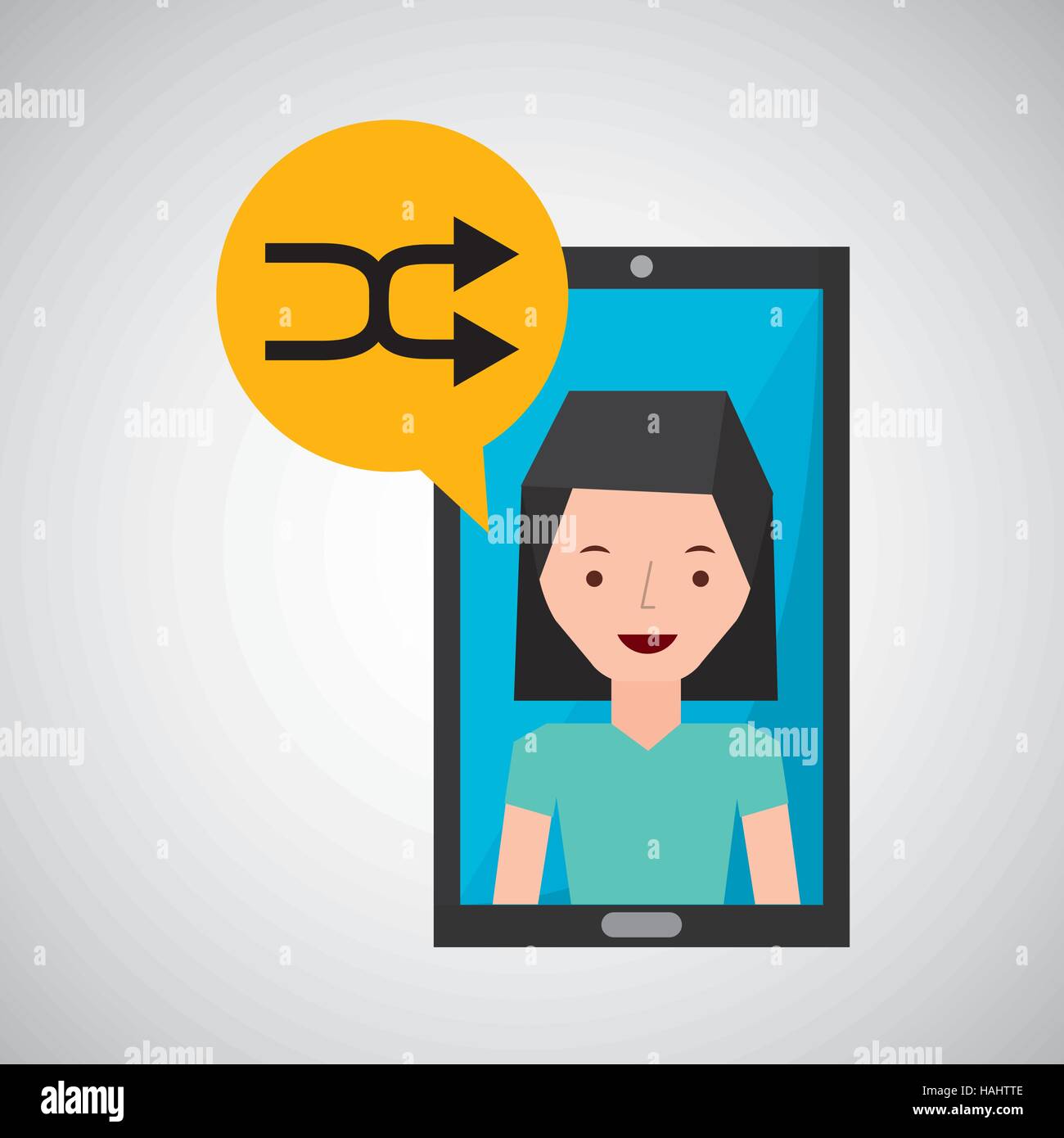 smartphone girl cartoon connection media vector illustration eps 10 ...