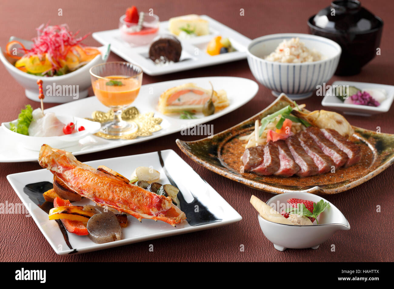 Meal of dried seafood and sushi in japanese style Stock Photo Alamy