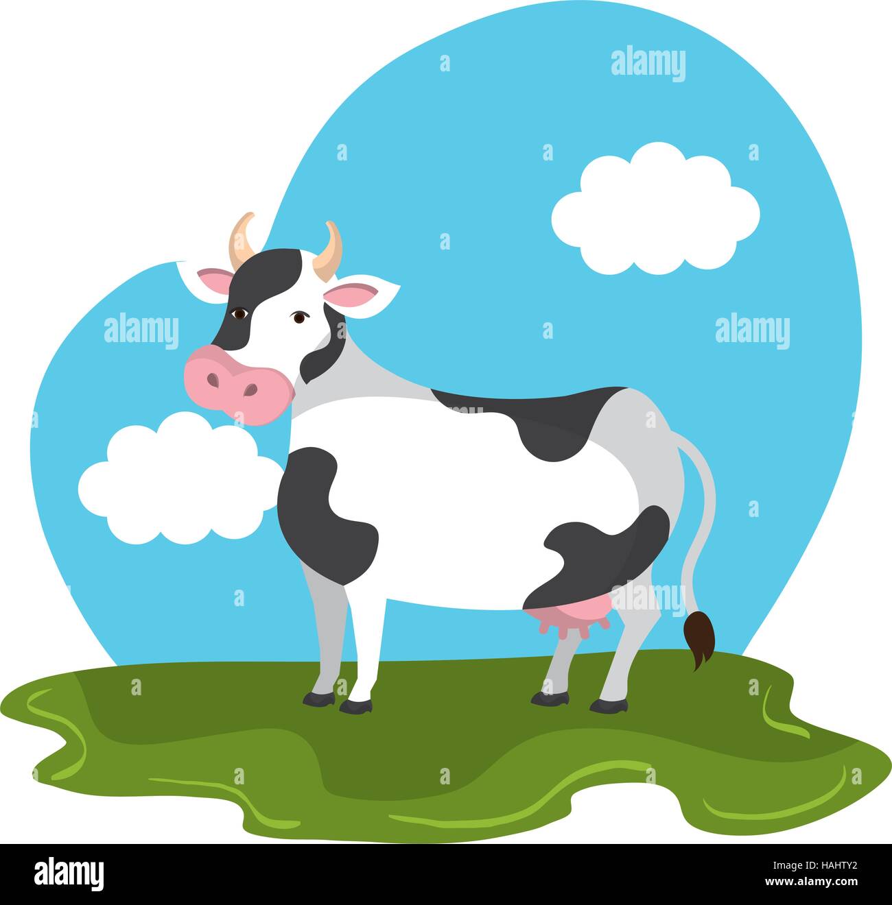 cow animal farm in the field vector illustration design Stock Vector ...