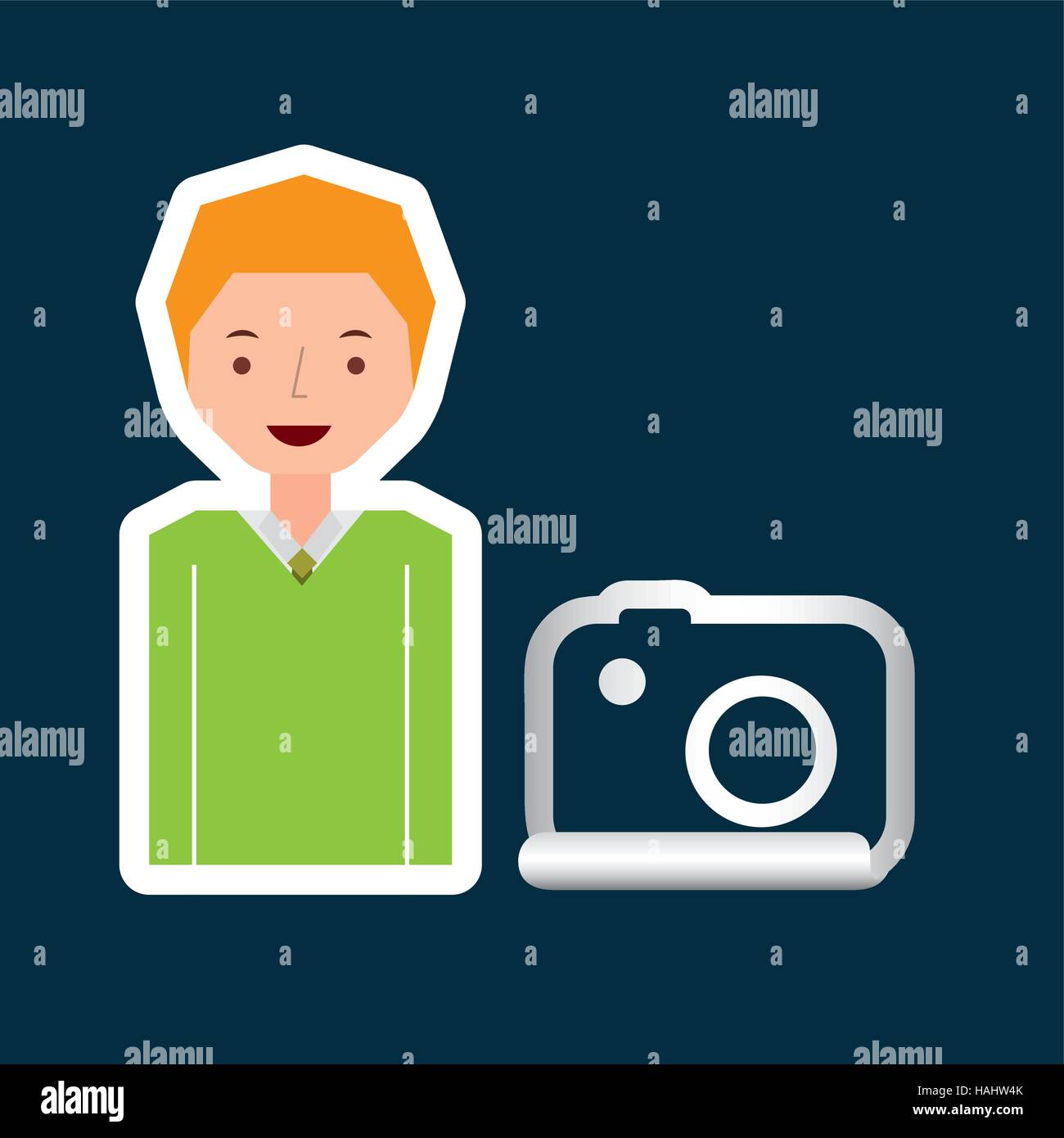 cartoon camera photographic guy design vector illustration eps 10 Stock