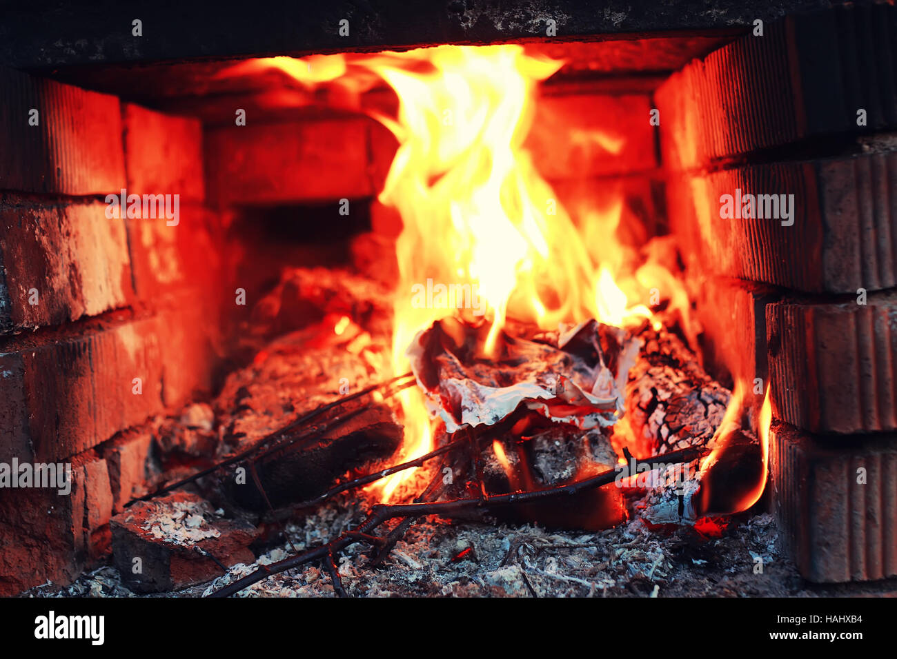 old oven with flame fire Stock Photo - Alamy