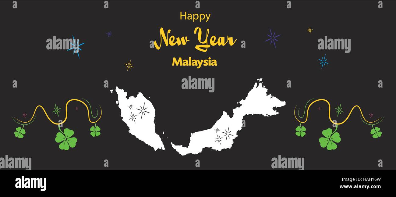 Happy New Year illustration theme with map of Malaysia Stock Vector ...