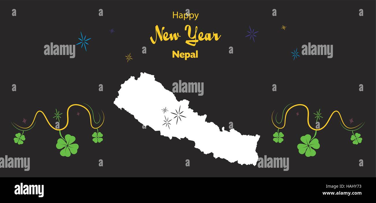 Happy New Year illustration theme with map of Nepal Stock Vector