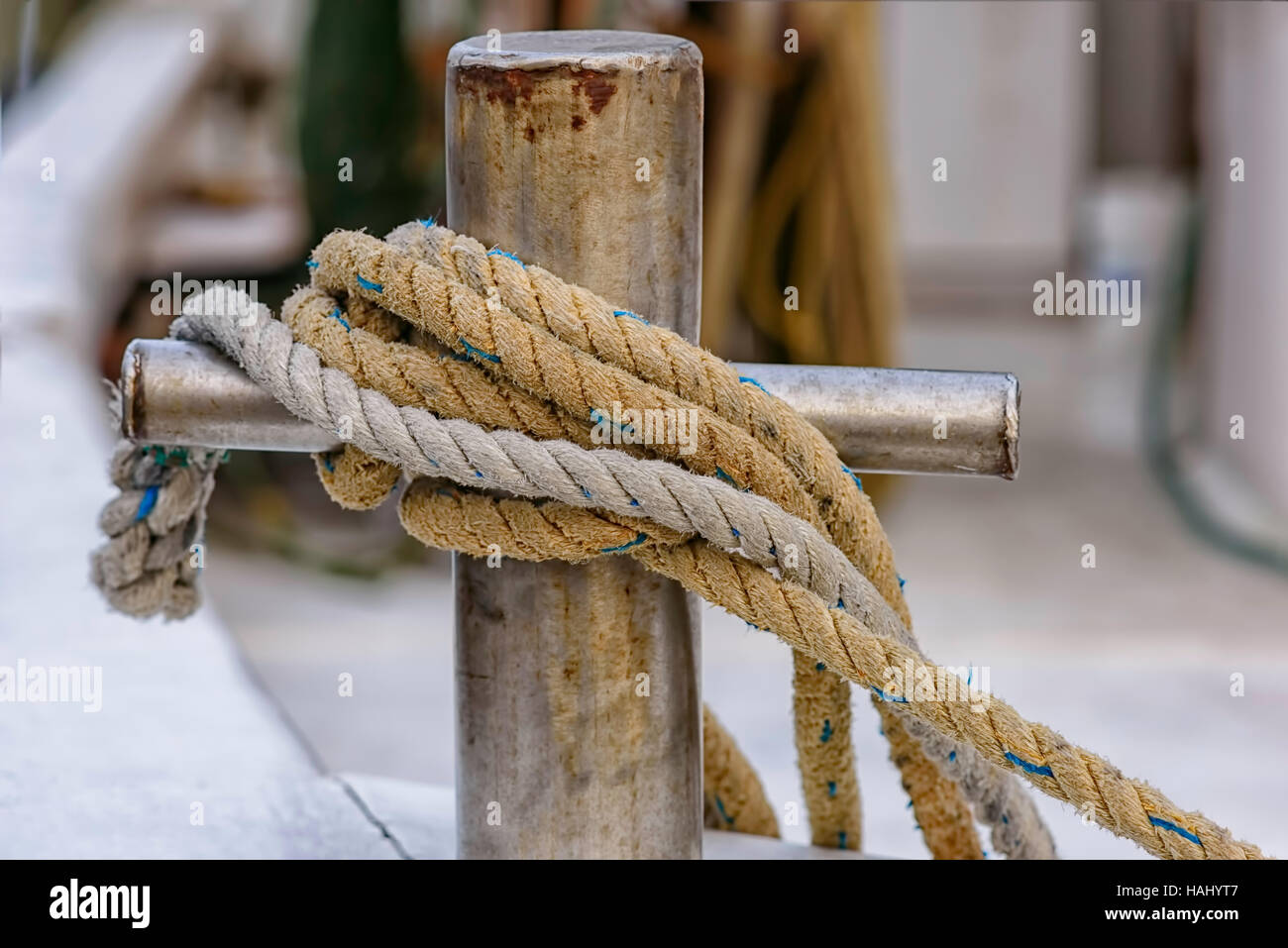 Heavy Rope Knot Outdoor On Rusty Stock Photo 448336927