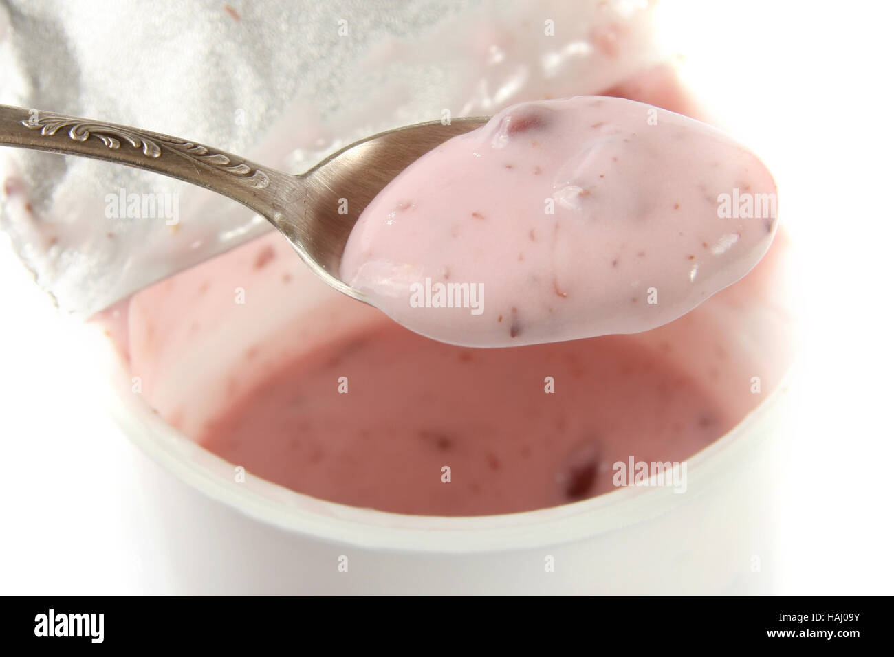 Spoon of yogurt Stock Photo Alamy