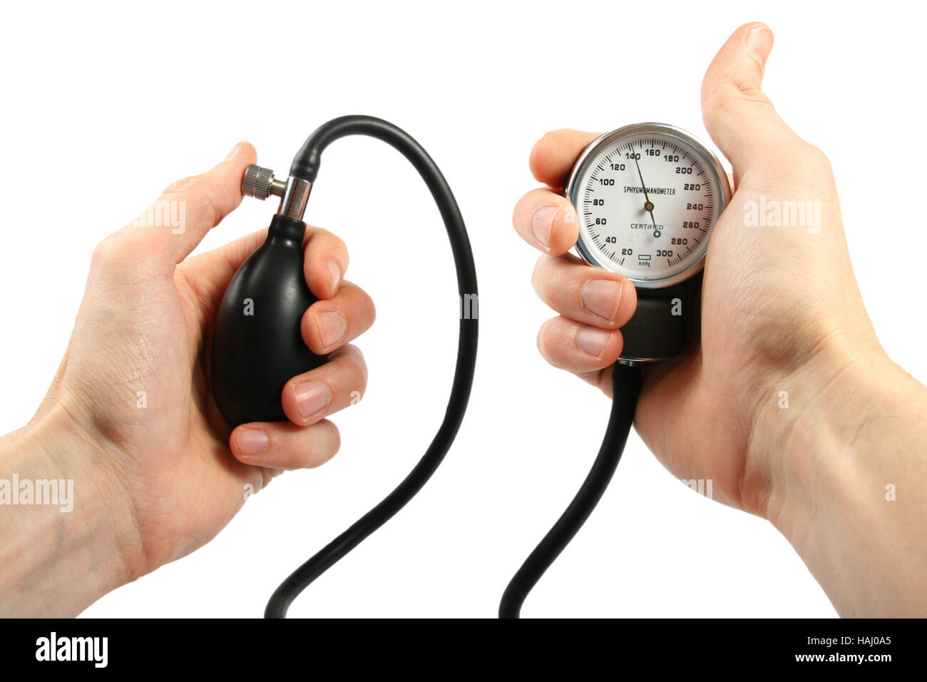 Blood pressure gauge in the hands Stock Photo