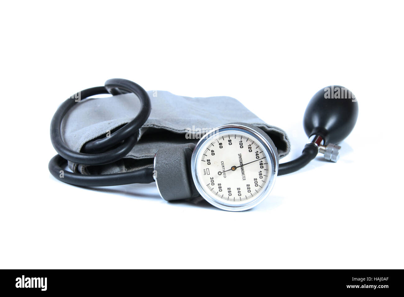 Blood pressure gauge isolated on white background Stock Photo