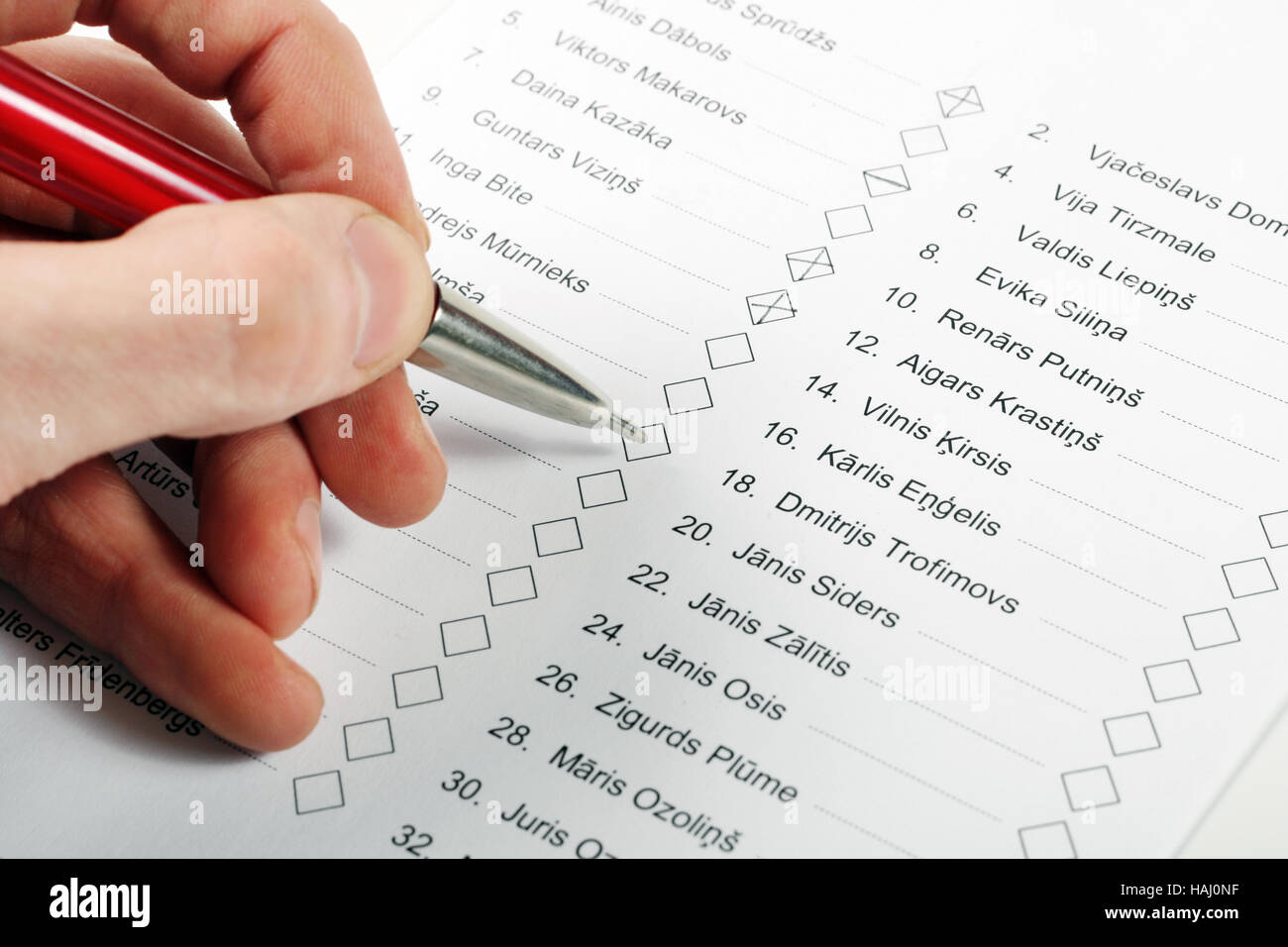 government elections - choosing persons from voting sheet Stock Photo