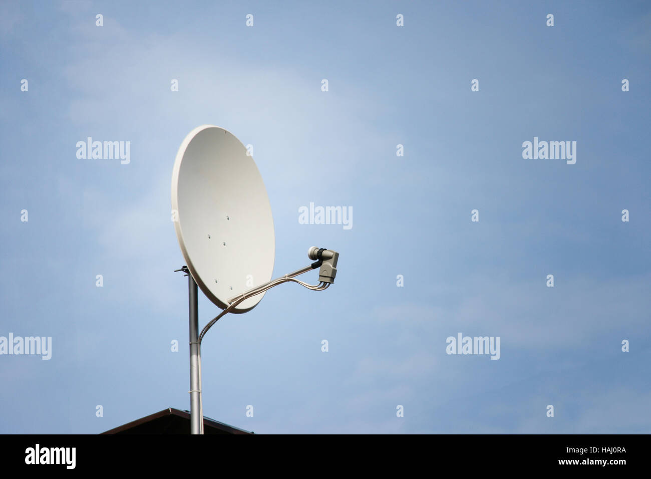 satellite dish on roof Stock Photo
