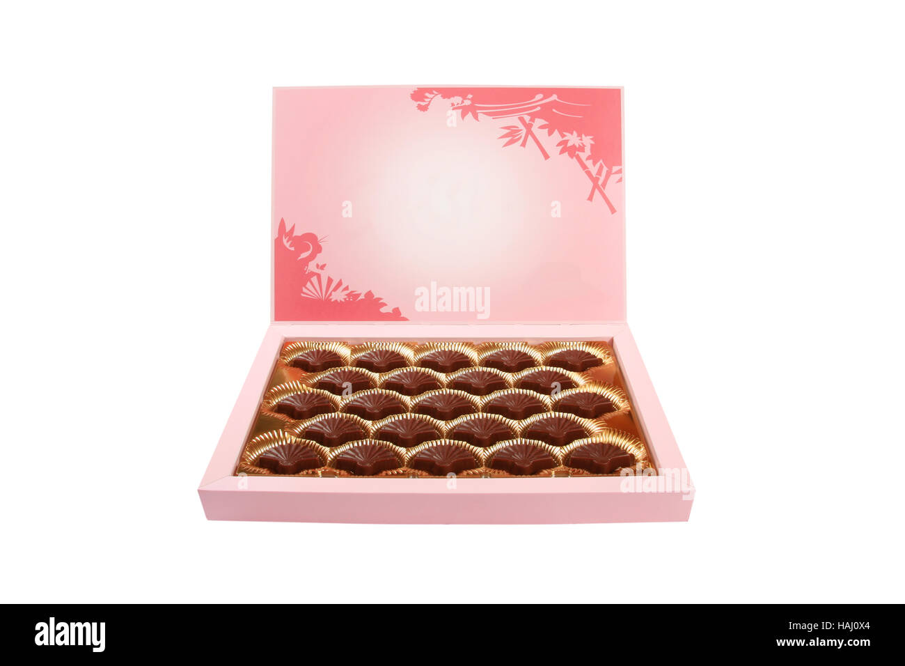 Chocolate candies in a box Stock Photo