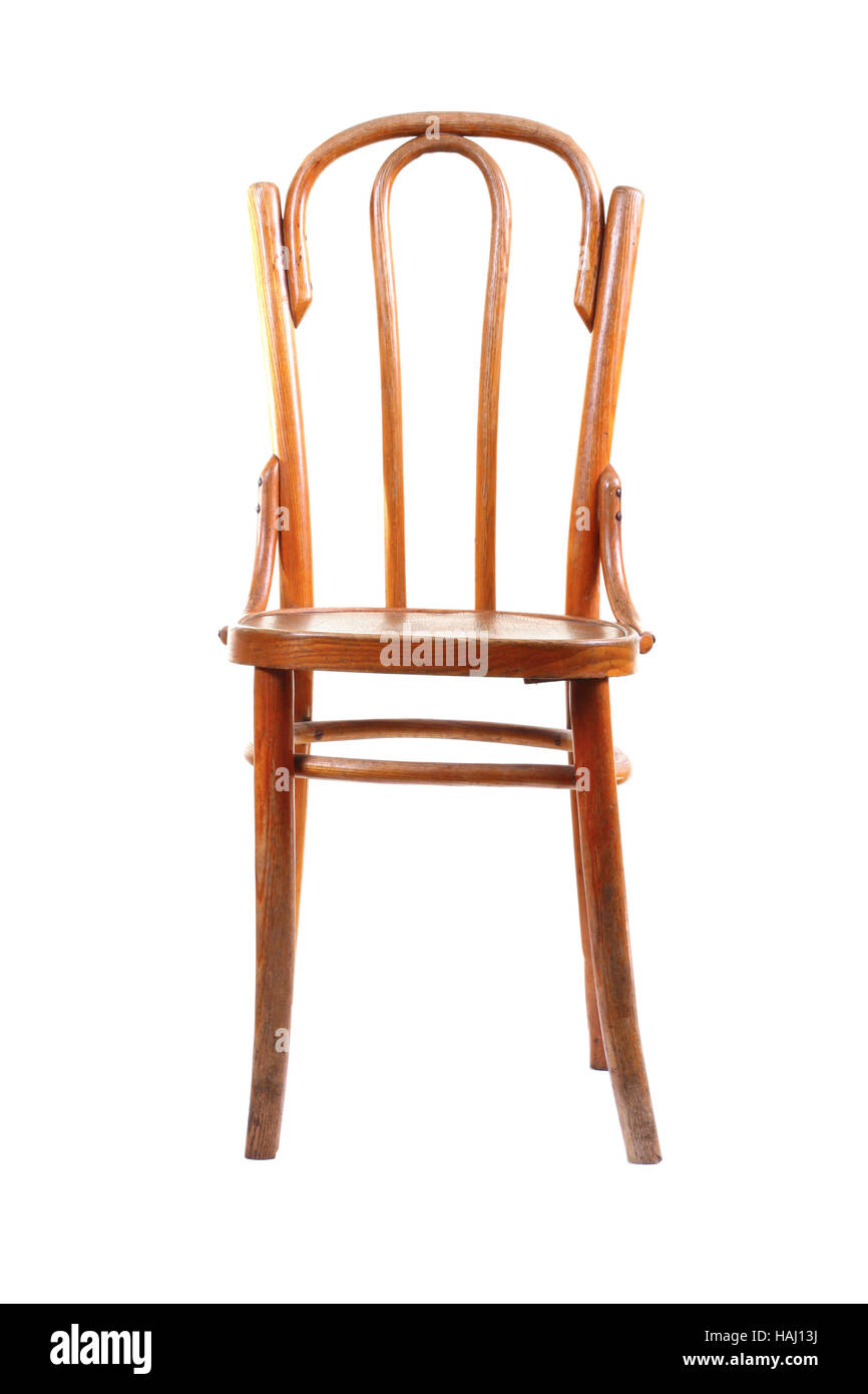 Antique Wooden Chair isolated on white background Stock Photo