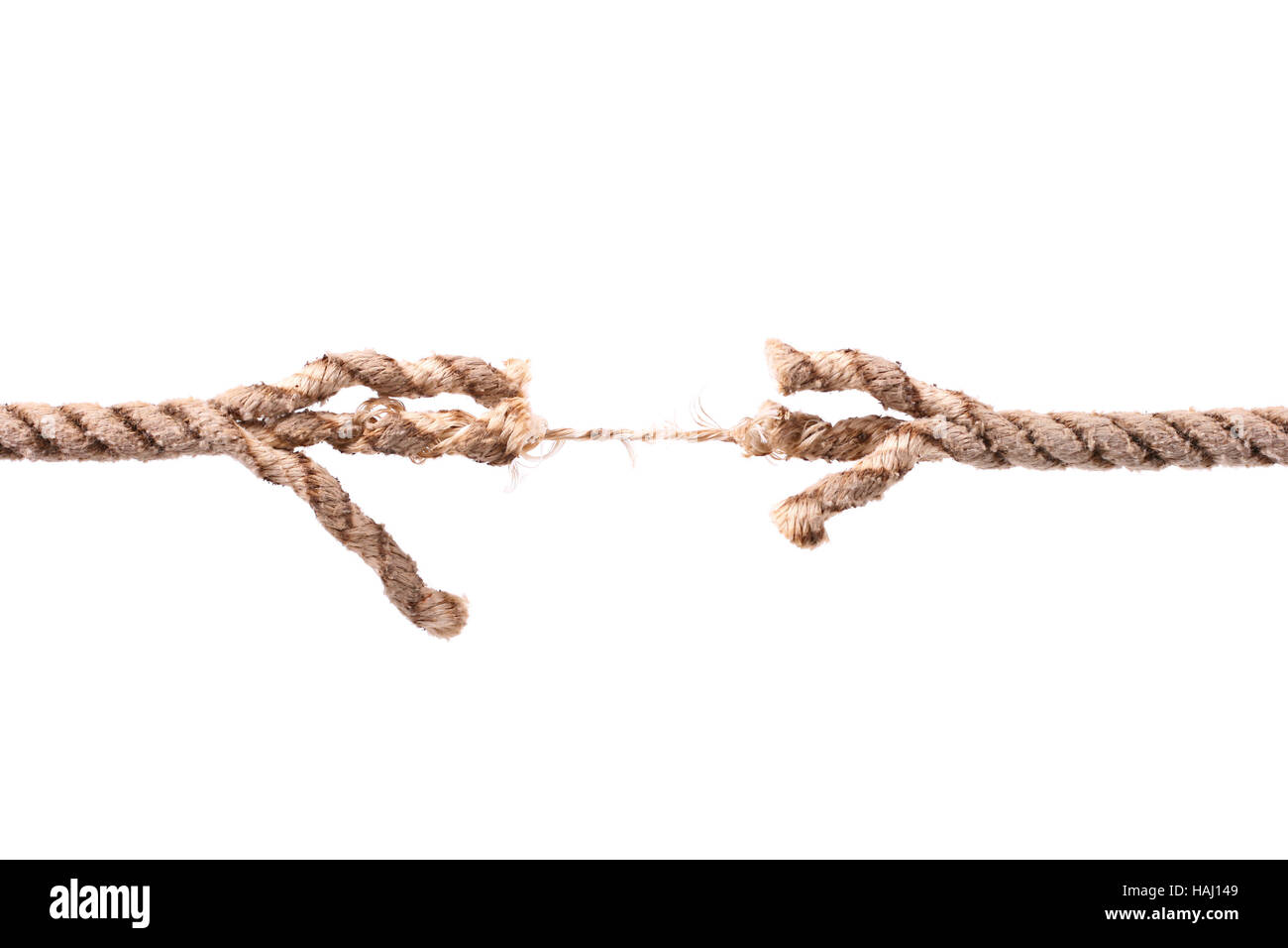 breaking rope isolated on white background Stock Photo Alamy