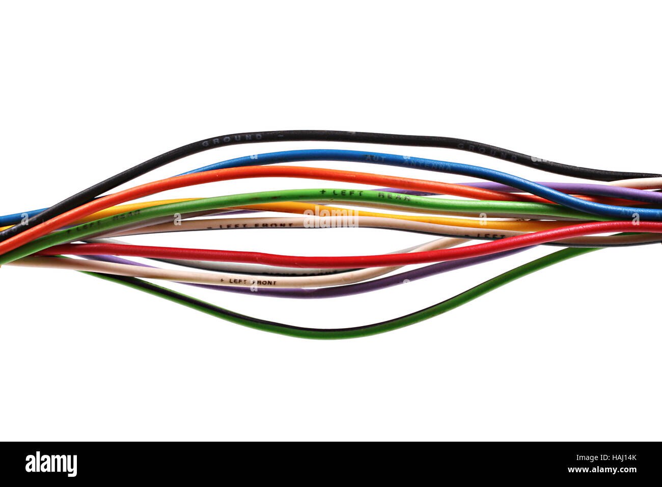 colorful electric wires Stock Photo