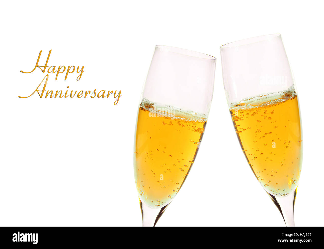 celebrate anniversary with glass of champagne Stock Photo