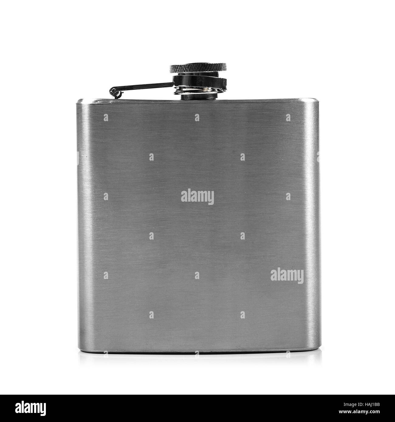 metal hip flask isolated on white Stock Photo