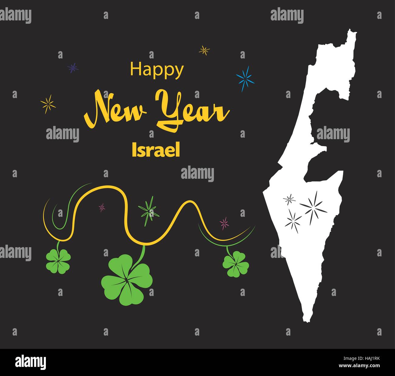 Happy New Year illustration theme with map of Israel Stock Vector Image