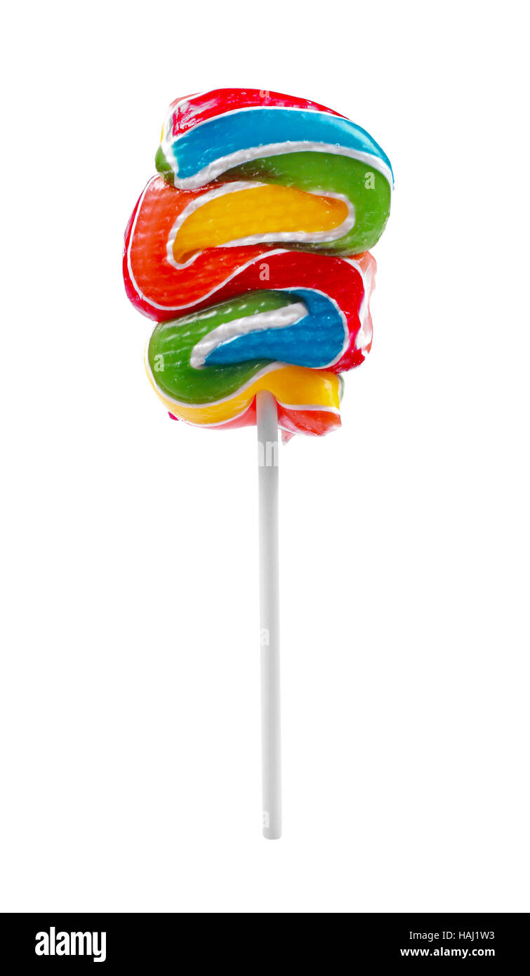 colorful lollipop on stick isolated on white background Stock Photo