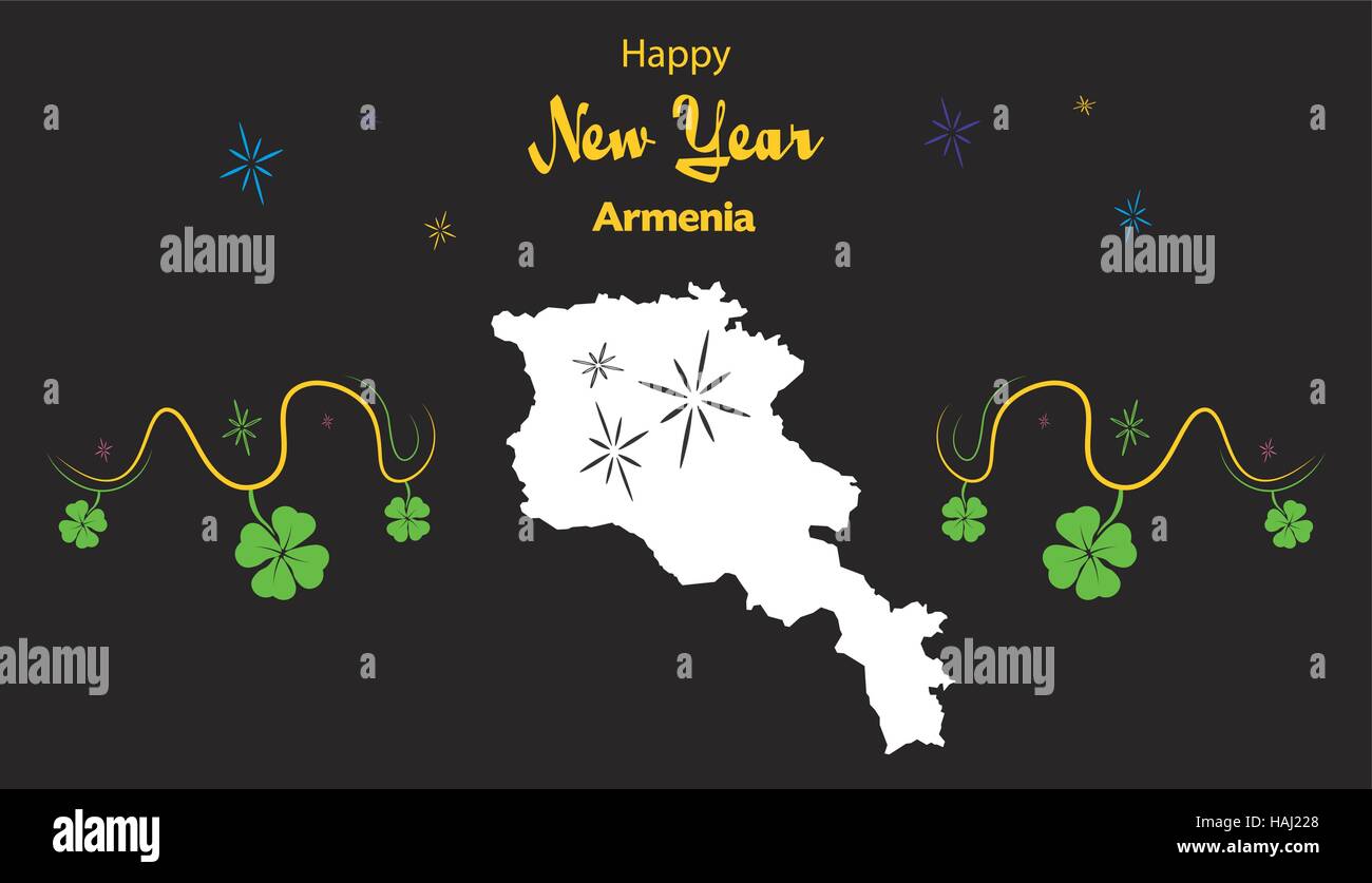 Happy New Year illustration theme with map of Armenia Stock Vector
