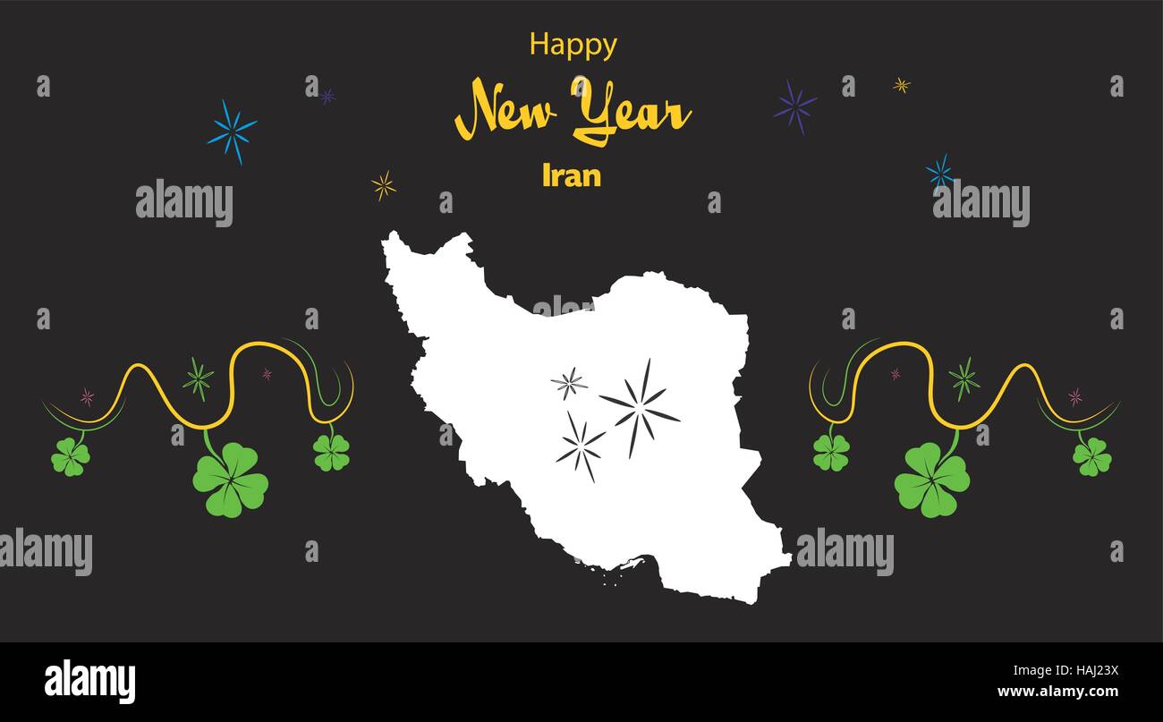 Happy New Year illustration theme with map of Iran Stock Vector
