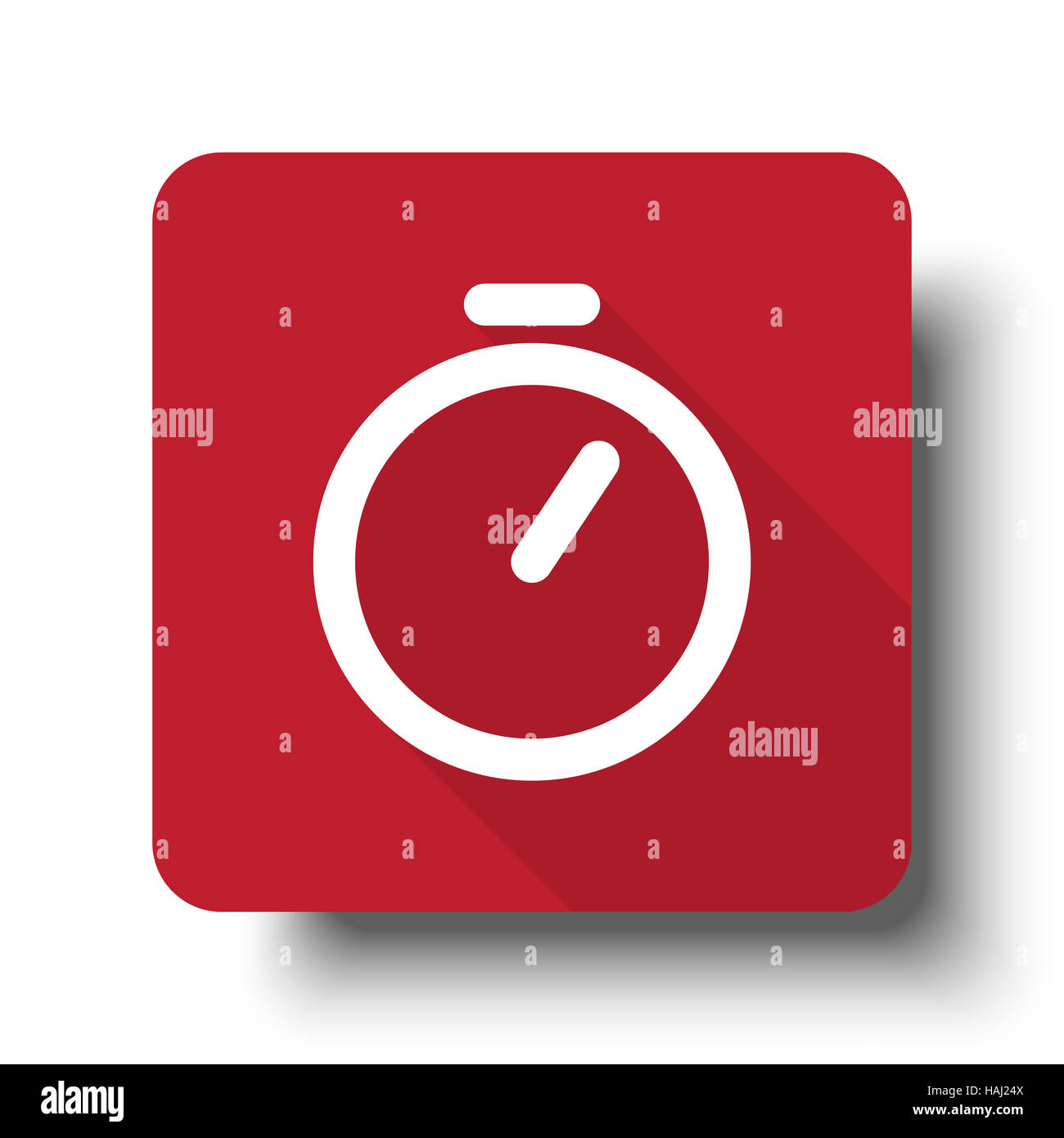 Flat Timer web icon on red button with drop shadow Stock Photo - Alamy