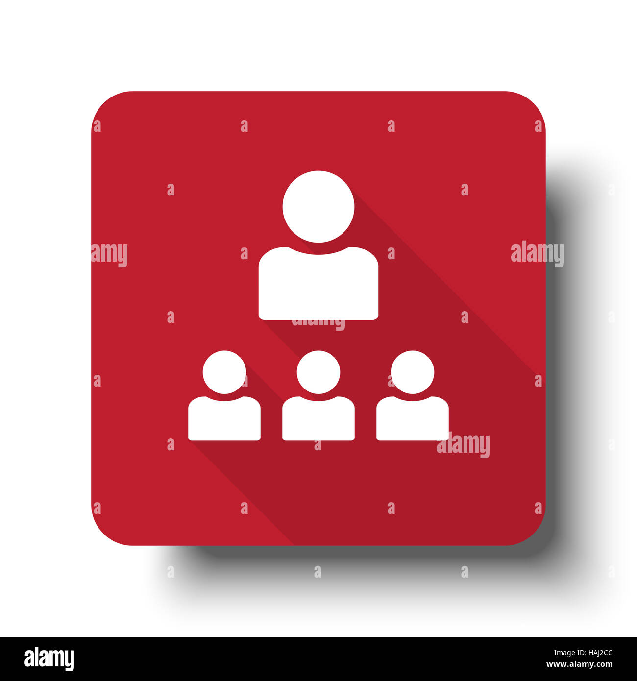Flat Organization web icon on red button with drop shadow Stock Photo ...