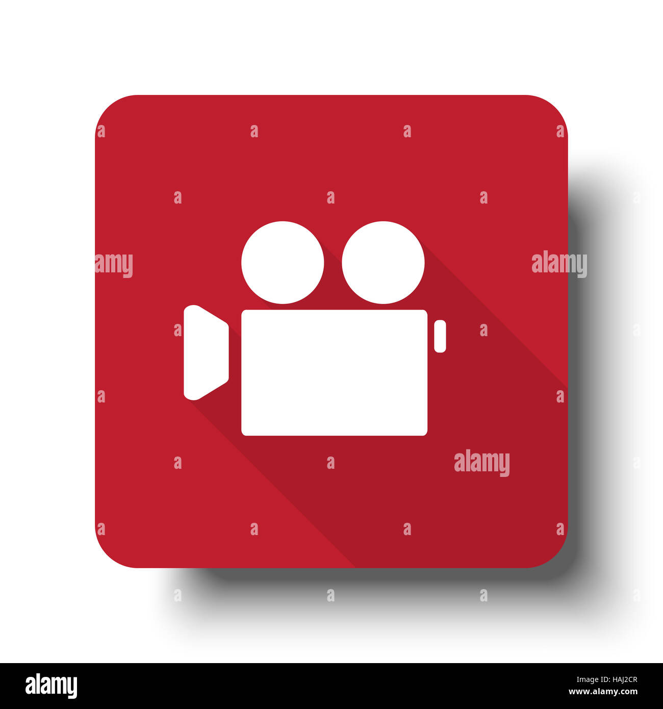 Flat Video Camera web icon on red button with drop shadow Stock Photo ...