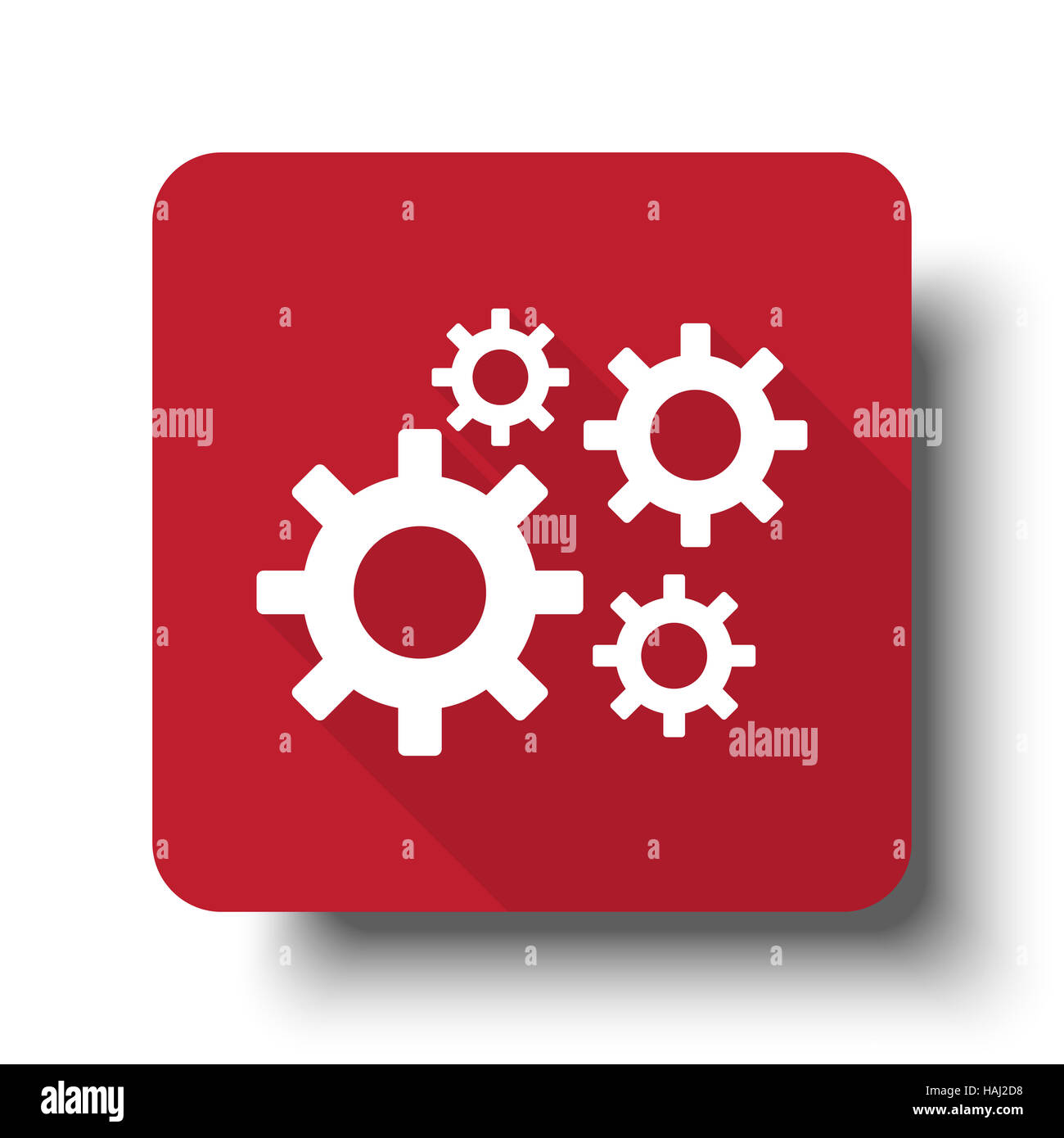 Flat Process web icon on red button with drop shadow Stock Photo
