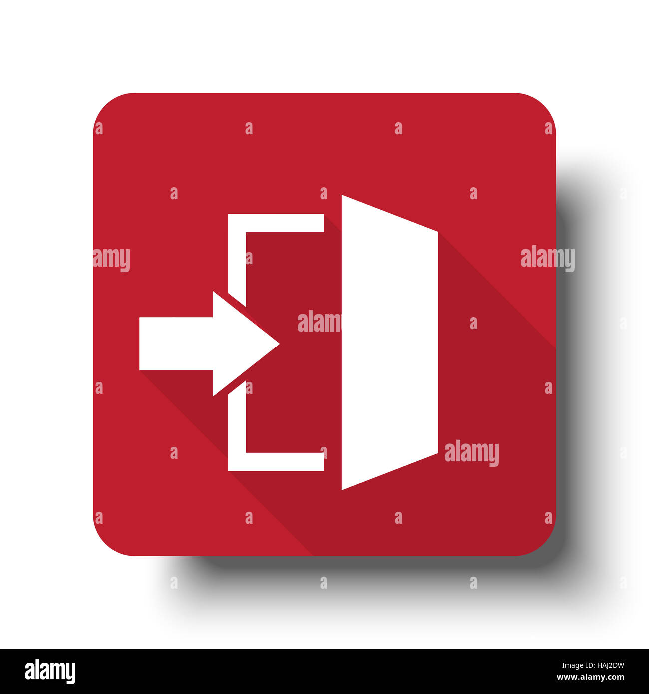 Flat Enter web icon on red button with drop shadow Stock Photo