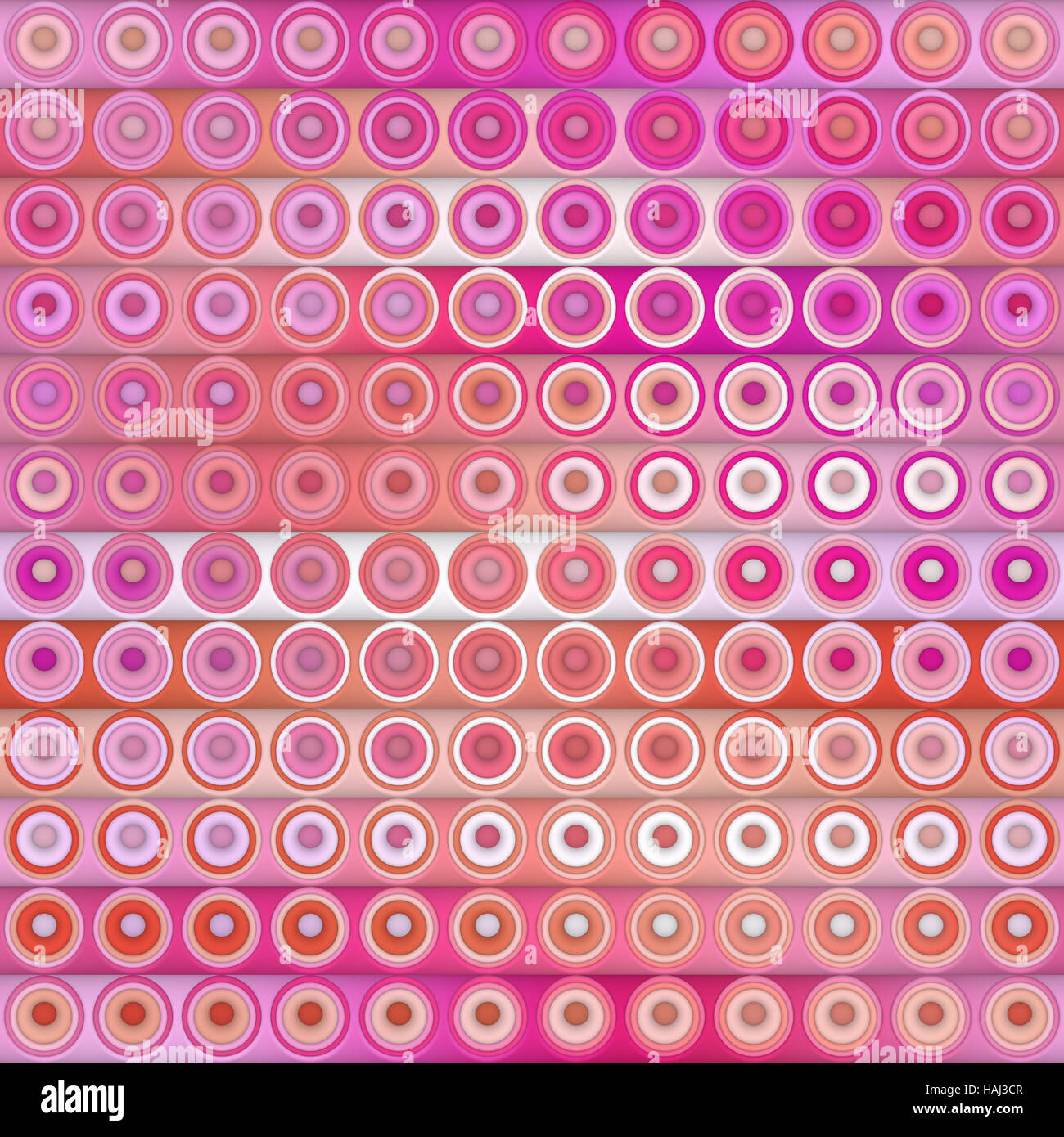 Raster Seamless Pink Color Shades Gradient Horizontal Stripes And Circles Pattern Stock Photo