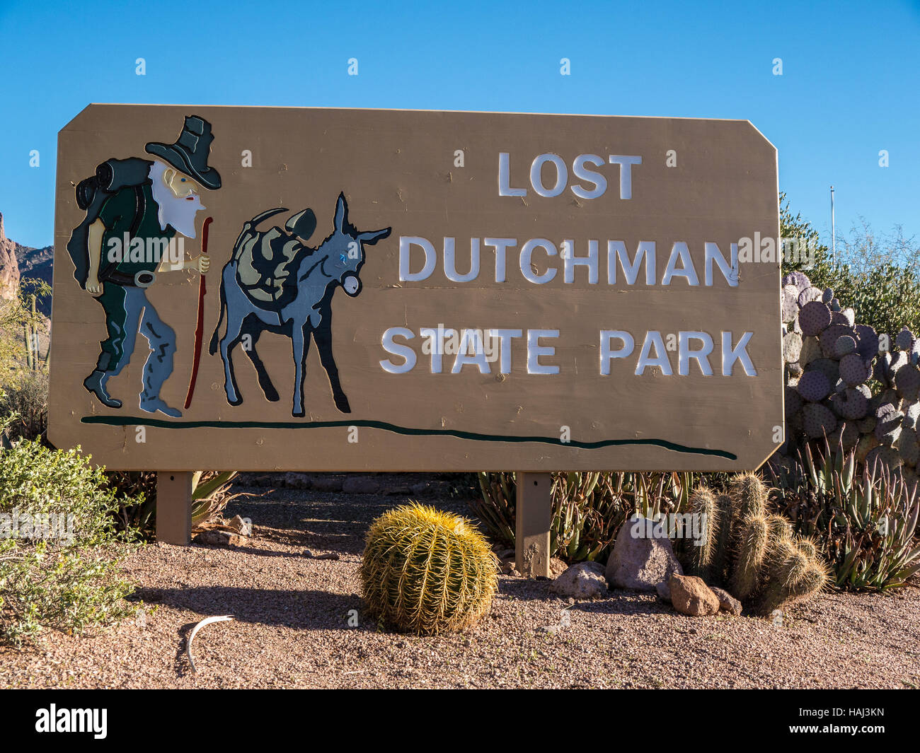 Entrance sign, Lost Dutchman State Park near Apache Junction, Arizona
