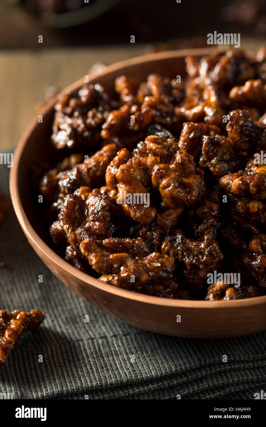 Sweet Homemade Candied Walnuts Ready to Eat Stock Photo