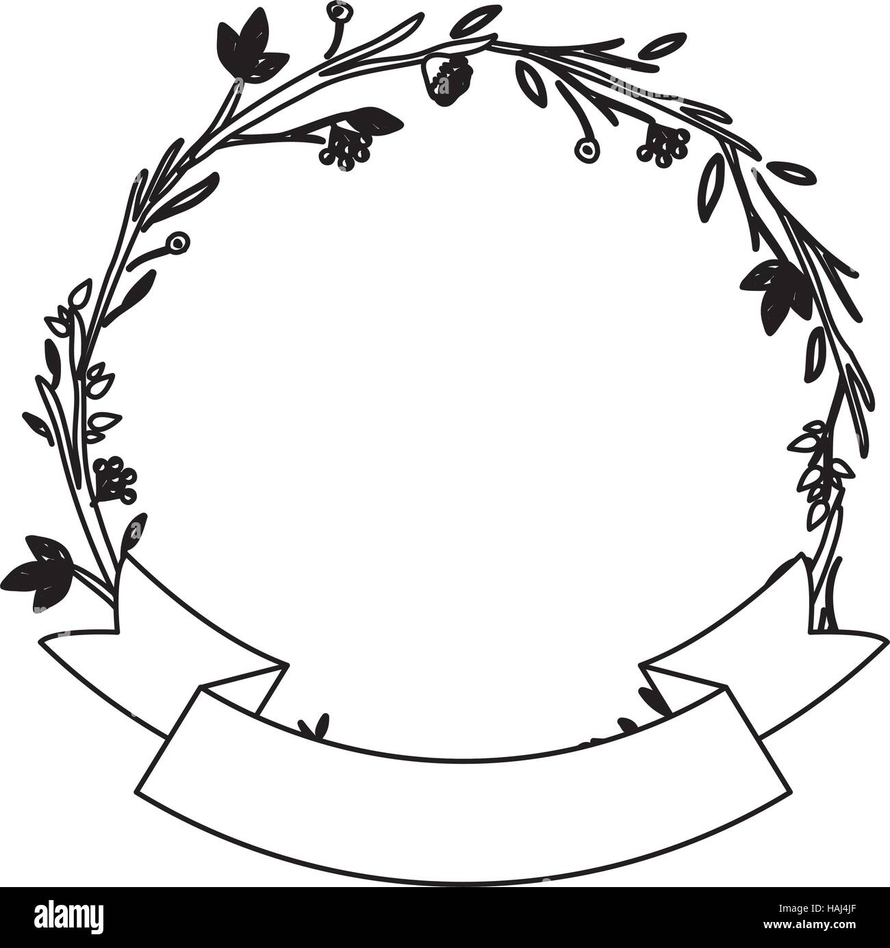 Ribbon and wreath icon. Art decoration shop product and card theme ...