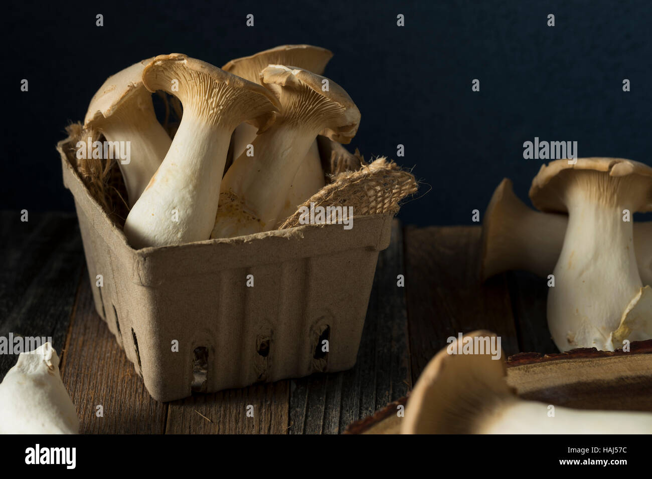Raw Organic King Oyster Mushrooms in a Basket Stock Photo Alamy