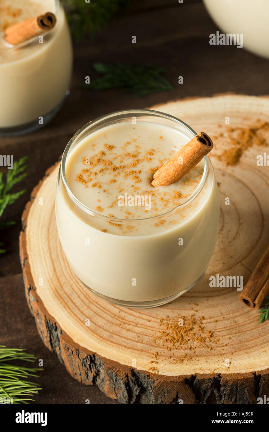 Homemade Christmas Eggnog with Cinnamon and Nutmeg Stock Photo Alamy