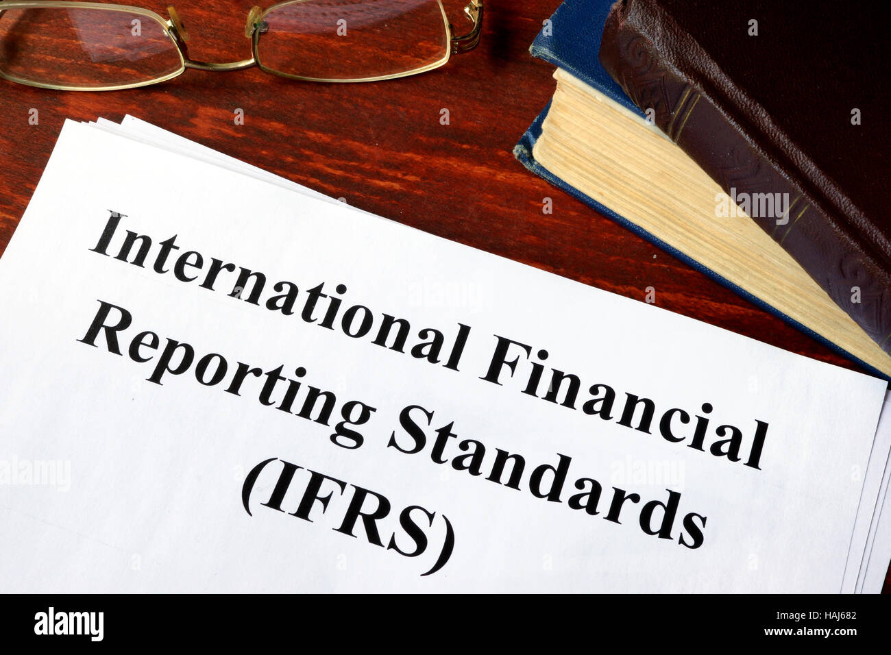 Paper with title International Financial Reporting Standards (IFRS). Stock Photo