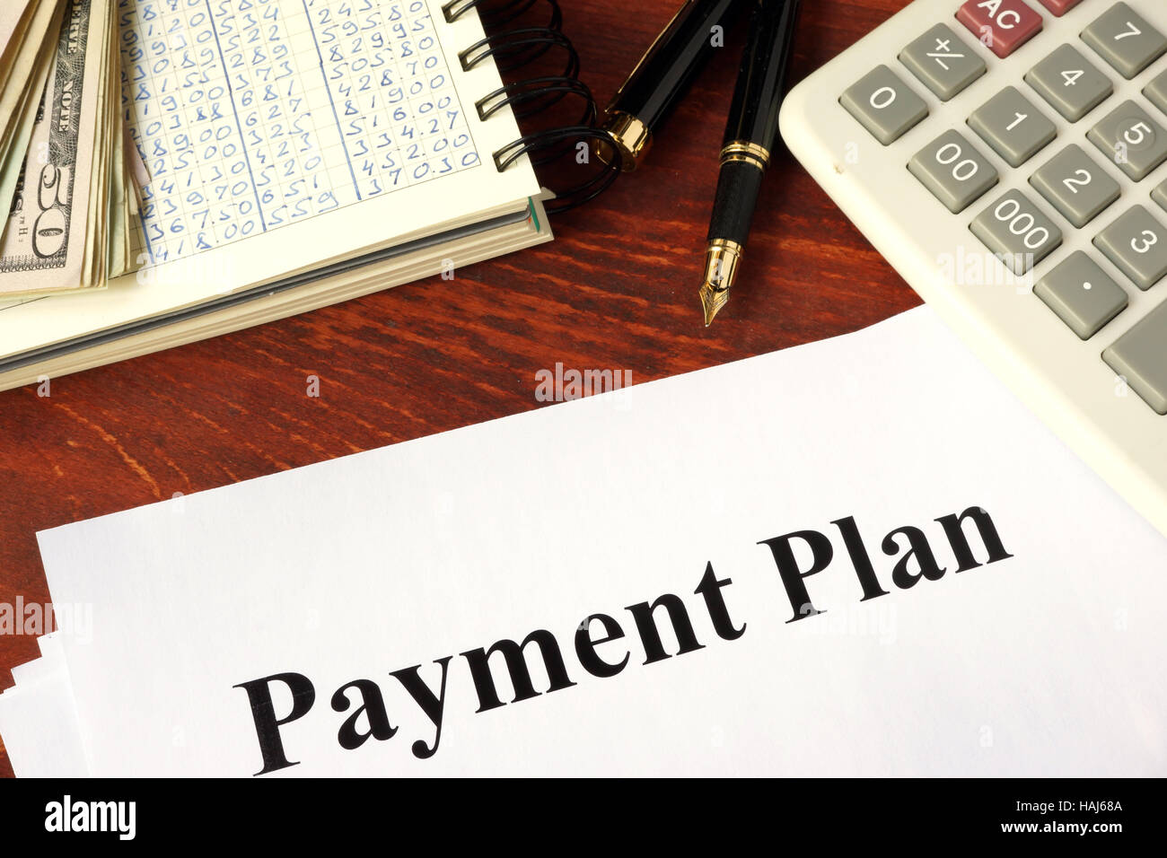 Papers with title payment plan. Business concept. Stock Photo