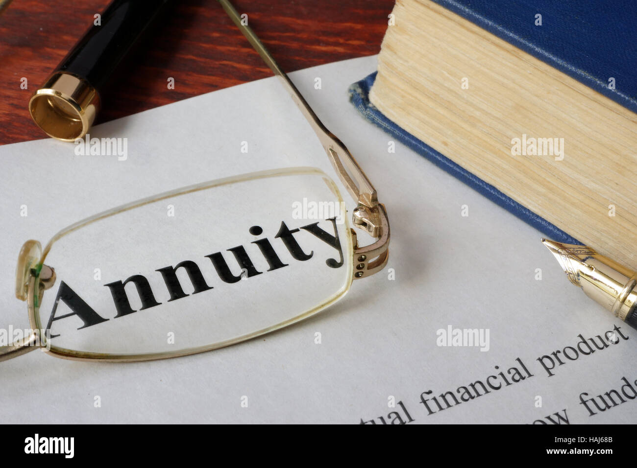 Annuity written on a paper. Finance concept. Stock Photo