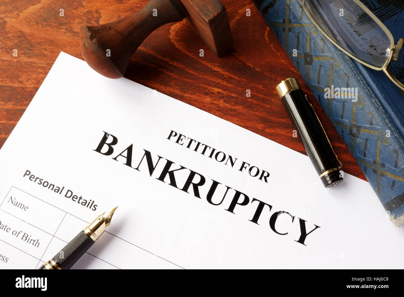 Petition for Bankruptcy on an office table. Stock Photo