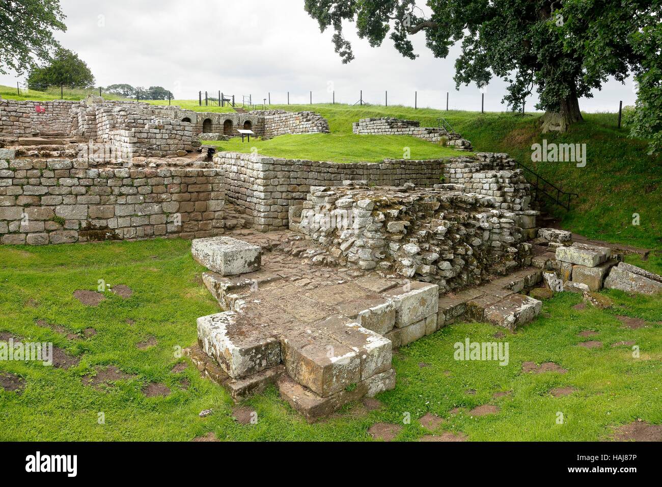 Chesters Roman Fort and Museum bathhouse. Chollerford, Hexham, Northumberland, England, United Kingdom, Europe. Stock Photo