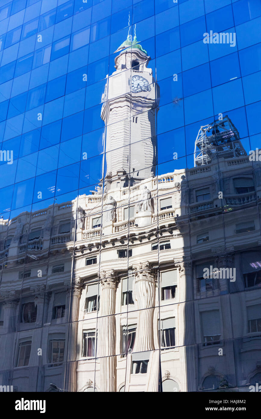 Reflection of the Cabildo palace on a modern building. Buenos Aires, Argentina. Stock Photo